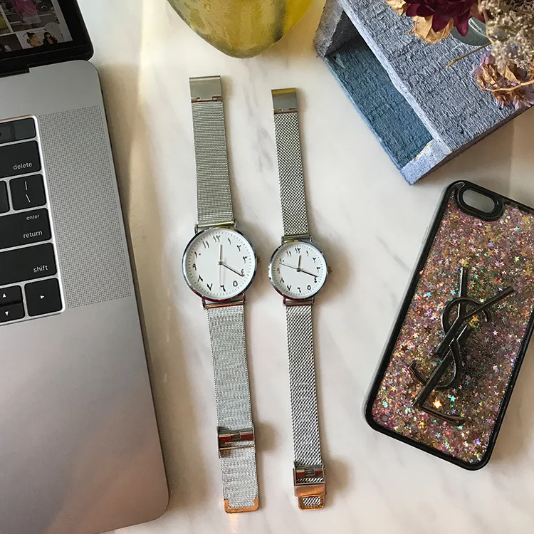 Модные Повседневные креативные кварцевые часы для влюбленных из нержавеющей