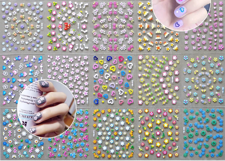 30 листов = в одном наклейки для дизайна ногтей и 3D DIY украшения самоклеющиеся