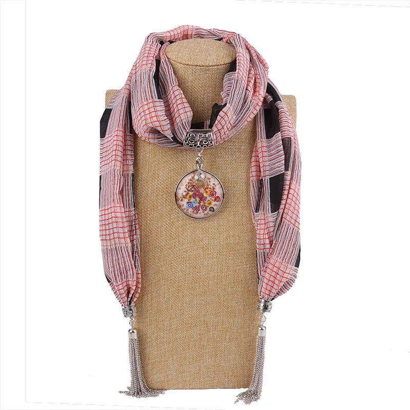 RUNMEIFA Роскошные брендовые акриловые ювелирные изделия кулон ожерелье шифон шарф