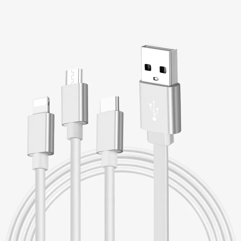 Белый Мульти зарядный кабель 3 в 1 Тип C Micro USB выдвижной для мобильного телефона DC128 - Цвет: Белый