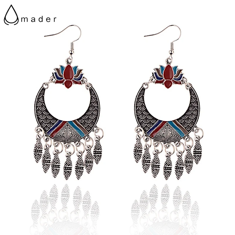 Amader Egypt винтажный красочный Лотос Jhumka бусы серьги с кисточками для женщин Ретро турецкое цыганское племя индийские ювелирные изделия HXE069