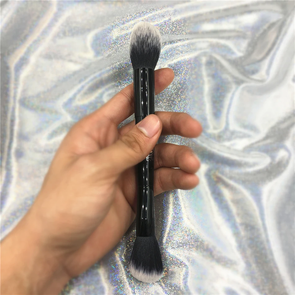 Профессиональный Двухсторонние Blending Eye Shadow Brush Мода пламя Форма Румяна маркер Angled
