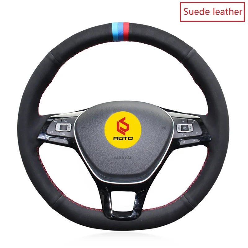 Suede leather Оплетка на руль для Volkswagen VW Golf 7 Mk7 Новинка Polo с оригинальной кожей - Название цвета: Suede leather