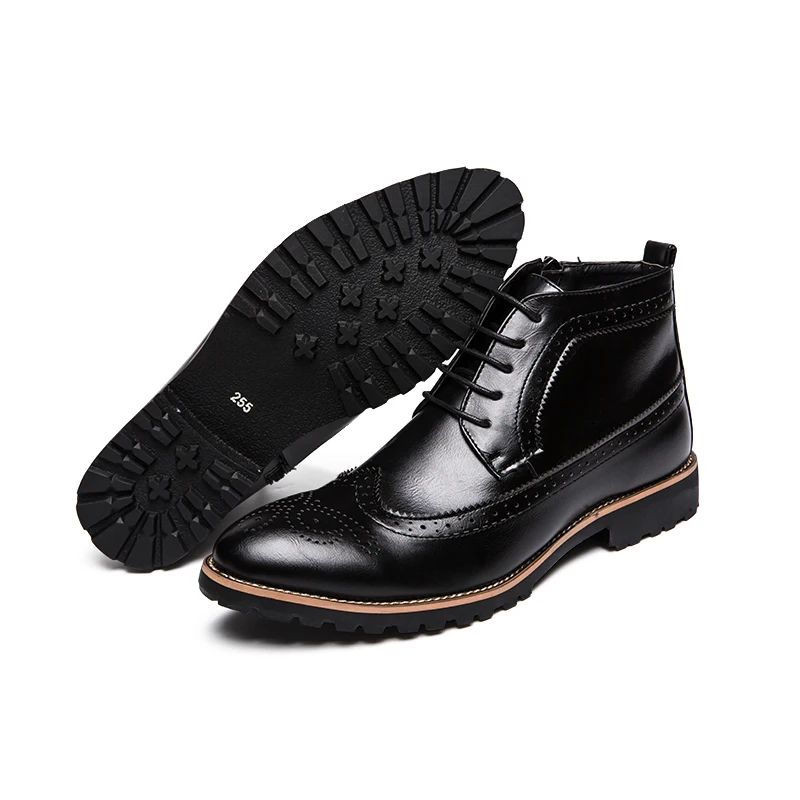 

Brand Fashion Soft Leather Brogue Shoes Men Dress Shoes Comfortable High Top Business Men Shoes Big Size 38-45 Zapatos De Hombre