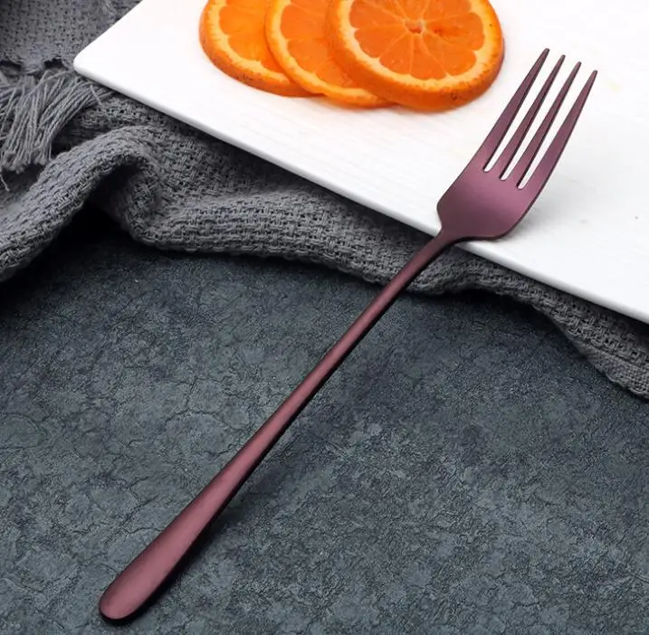 100 шт. многоцветный ужин вилы Красочные Нержавеющая сталь длинной ручкой вилки