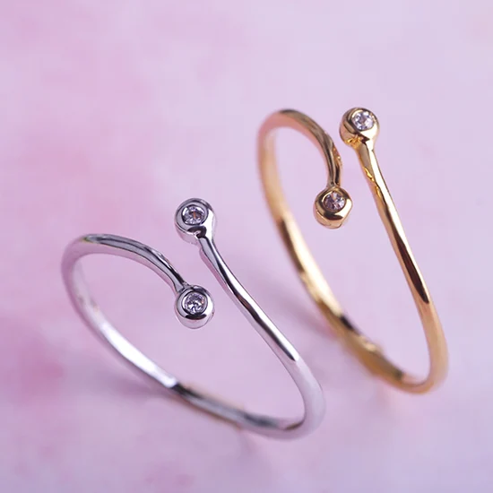 Blucome Двойные Круглые Круги Тонкие Кольца Для Женщины Мужчина Позолоченный CZ