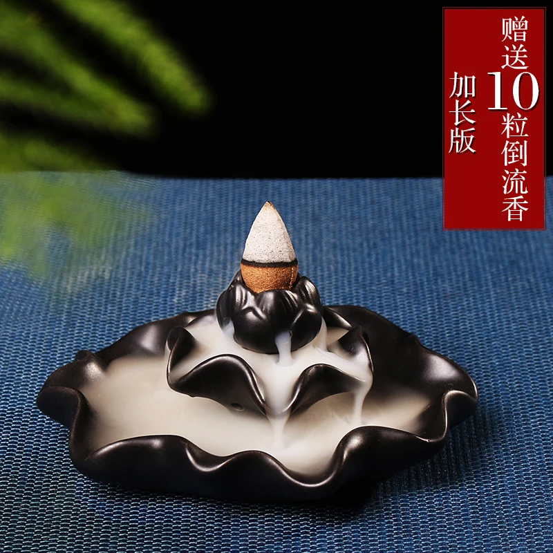 

Santalwood Creative Home Decoration Aromatherapy Stove Lotus Smoke Backflow Ceramic Cone Incense Burner Stick Incense Censer
