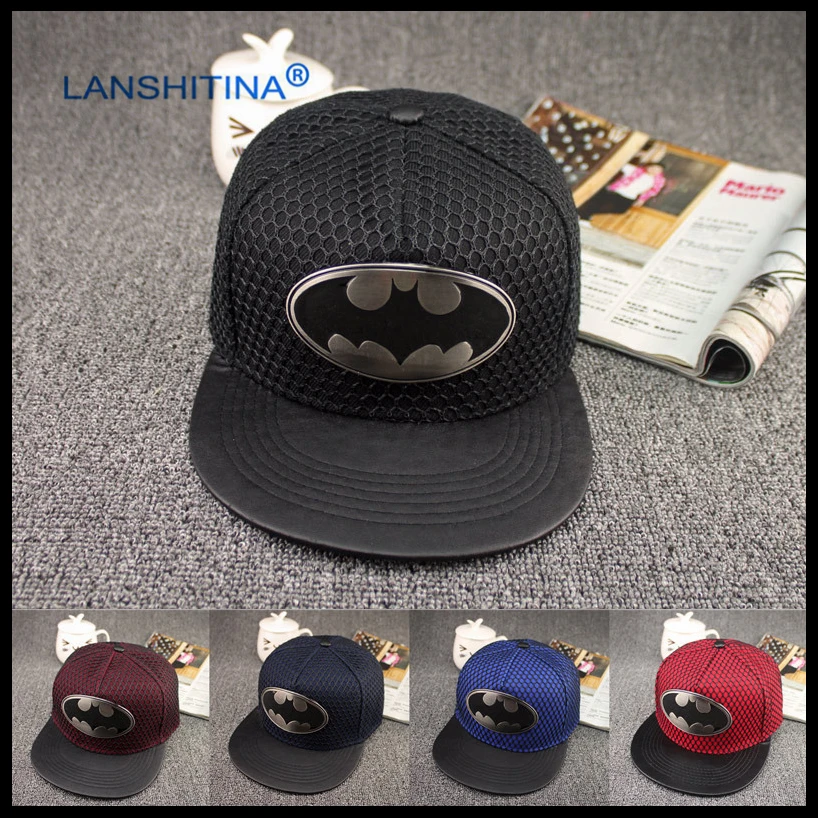 Горячие Продажи Кожа Брим Вс Шляпу Грузовик Утюг Бэтмен Хип-Хоп Бейсболки Для