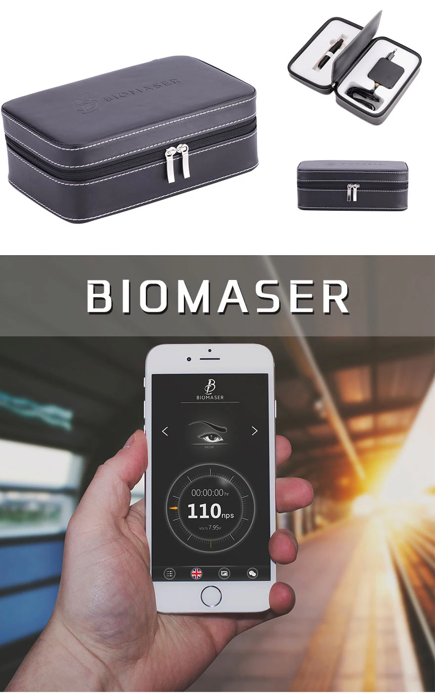 Biomaser, новое приложение E008, умный Набор для перманентного макияжа, швейцарский двигатель, ротационная машинка для татуировки, ручка, тату, ротационный автомобильный умный источник питания