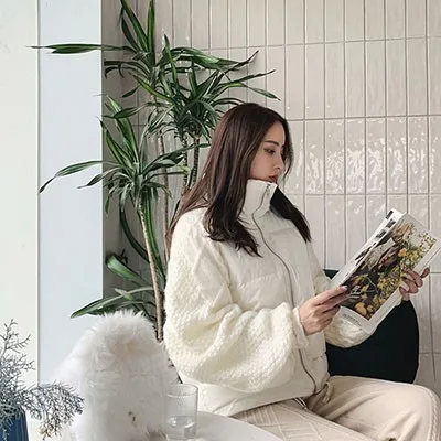 White short ZURICHOUSE/брендовые зимние пальто женские длинные/короткие Пуховые Стеганые Куртки Модные трикотажные рукава дизайн свободная теплая Дамская парка - Цвет: White short