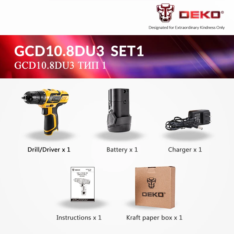SET1 DEKO GCD10.8DU3 10,8 В аккумуляторная дрель электрическая отвертка литий-ионный мини-драйвер питания переменная скорость постоянного тока литий-ионный аккумулятор - Цвет: SET1