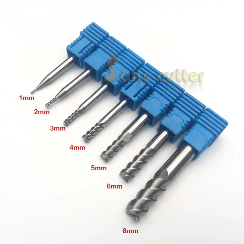 Three 3 Flute 3f Aluminum Cutters End Mill Tool Cutting Bit CNC Router Engraving HRC55 Tungsten Solid Carbide 1 2 4 5 6 8MM | Инструменты