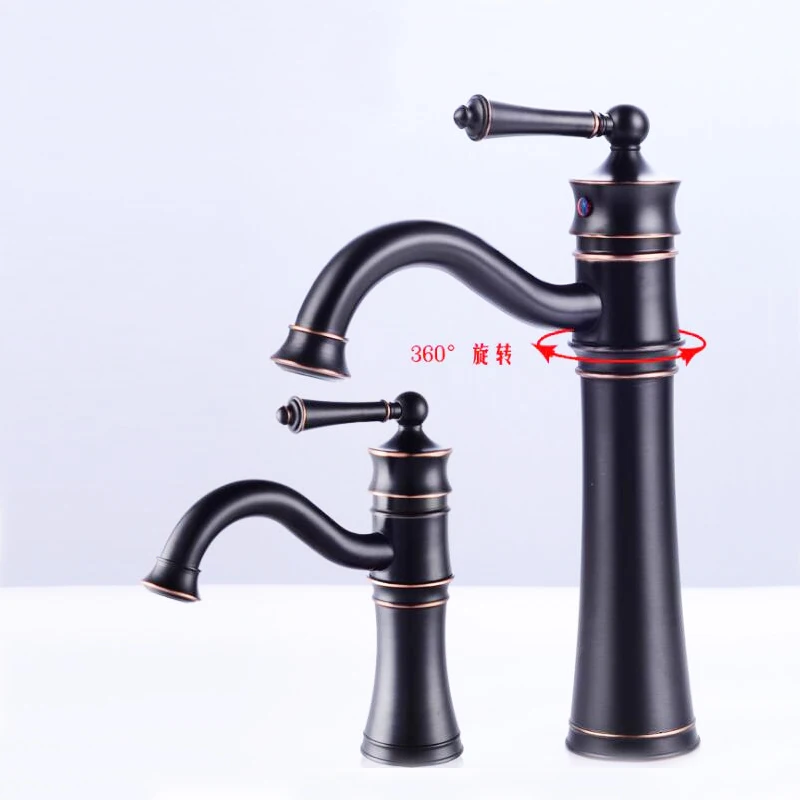 

Deck Mounted Black and Bronze Color Brass Material Cold & Hot Water of Tall and Short Basin Tap