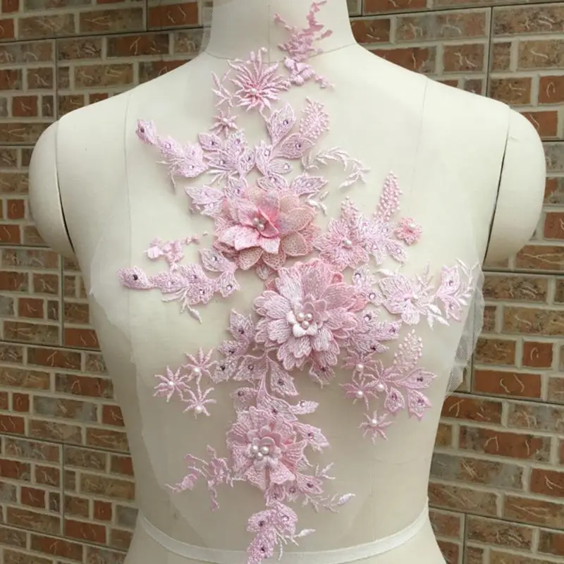 Для женщин кружева аппликация платье DIY свадебные цветочные 3D вышивка люкс
