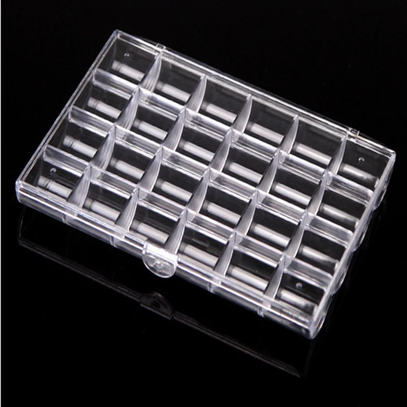 24 Grids Plastic Empty Nail Storage Box Organizer Case Clear Transparent Art Rhinestone Tips Jewelry Beads Container | Красота и