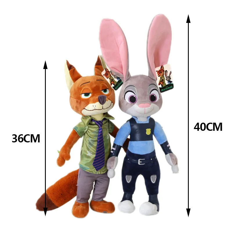 Disney Zootopia 40 см ручная кукла милый мультфильм кролик Джуди Фокс Ник плюшевые