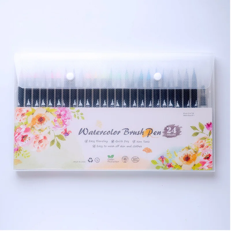 24 Pcs Colored Pens 24/48 шт акварель кисть для рисования, ручка для девочек и мальчиков, для рисования водой граффити мульти Цветной художественный маркер точки карандаши набор канцелярских принадлежностей - Цвет: 24 Pcs Colored Pens