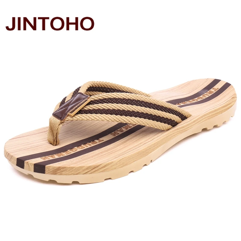 JINTOHO/модные мужские шлепанцы; летние шлепанцы; пляжная обувь; брендовые массажные мужские тапочки; шлепанцы - Цвет: zong se