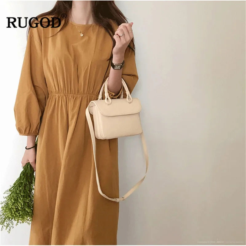 Женское длинное платье RUGOD зимнее теплое облегающее хлопковое с