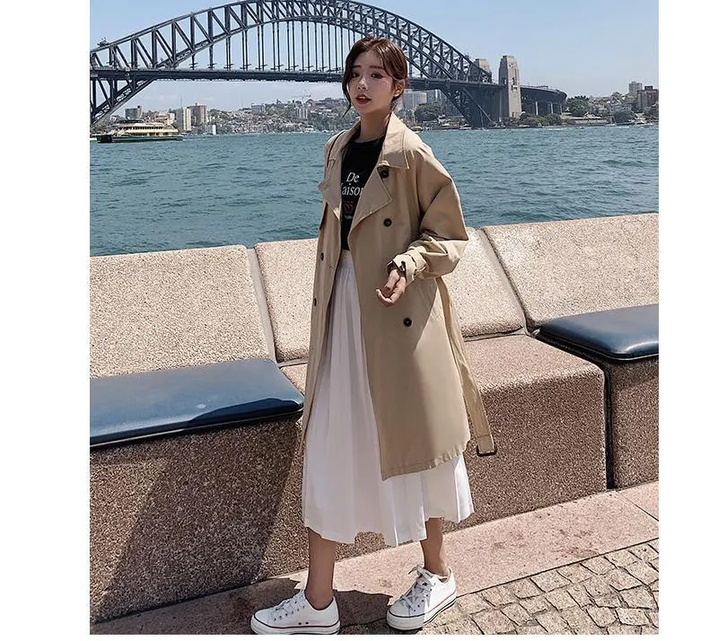 Женский плащ с отложным воротником, длинное женское пальто, Casaco Feminino Harajuku Abrigo Mujer trench Femme