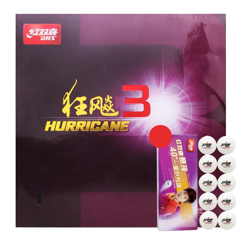 DHS Hurricane 3 Пипса-в настольный теннис пинг понг Резина с губкой 2,15 мм/2,2 мм Tenis De Mesa с шариками