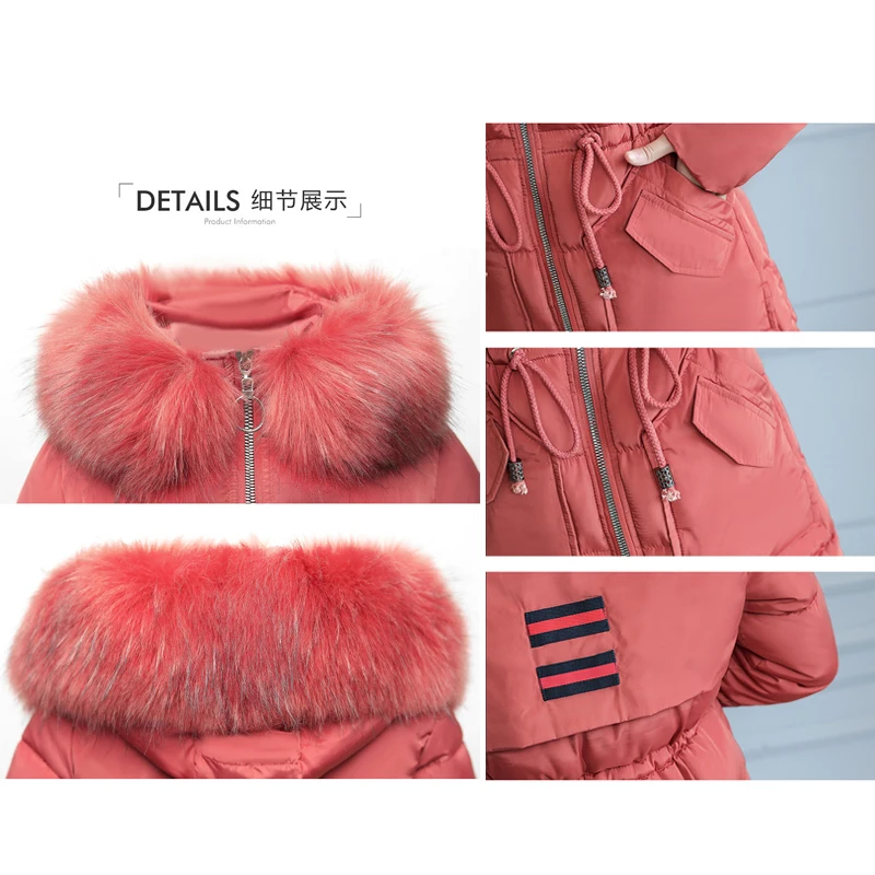 

Fashion Thick Winter Warm Coat Female Winter Jacket Women Fur Collar Wadded Women Hooded Coat Down Parkas Long Outerwear CM733