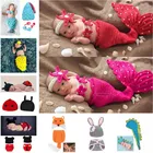 Вязаный вязаный костюм русалки для новорожденных; реквизит для фотосессии; одежда с изображением животных; аксессуары для студийной съемки новорожденных; SG059