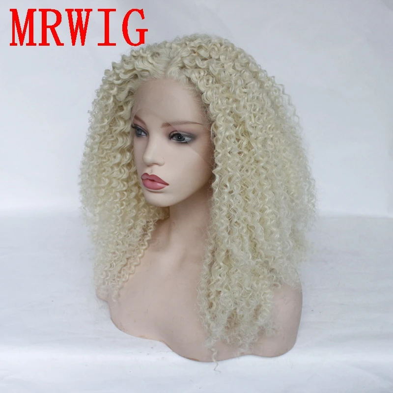 MRWIG 18 дюймовый кудрявый блонд #613 синтетический парик спереди можно выпрямить