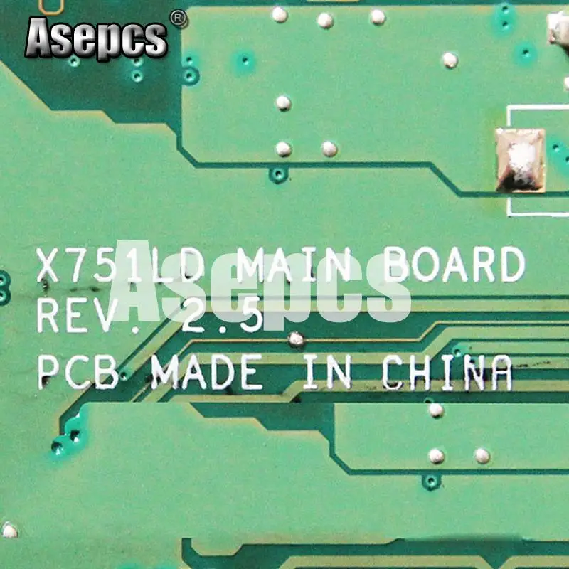Asepcs X751LD материнских плат REV: 2,0 I3-4010 GT820 DDR3 для ASUS R752L X751L X751LN Материнская плата ноутбука X751LD материнская плата X751LD
