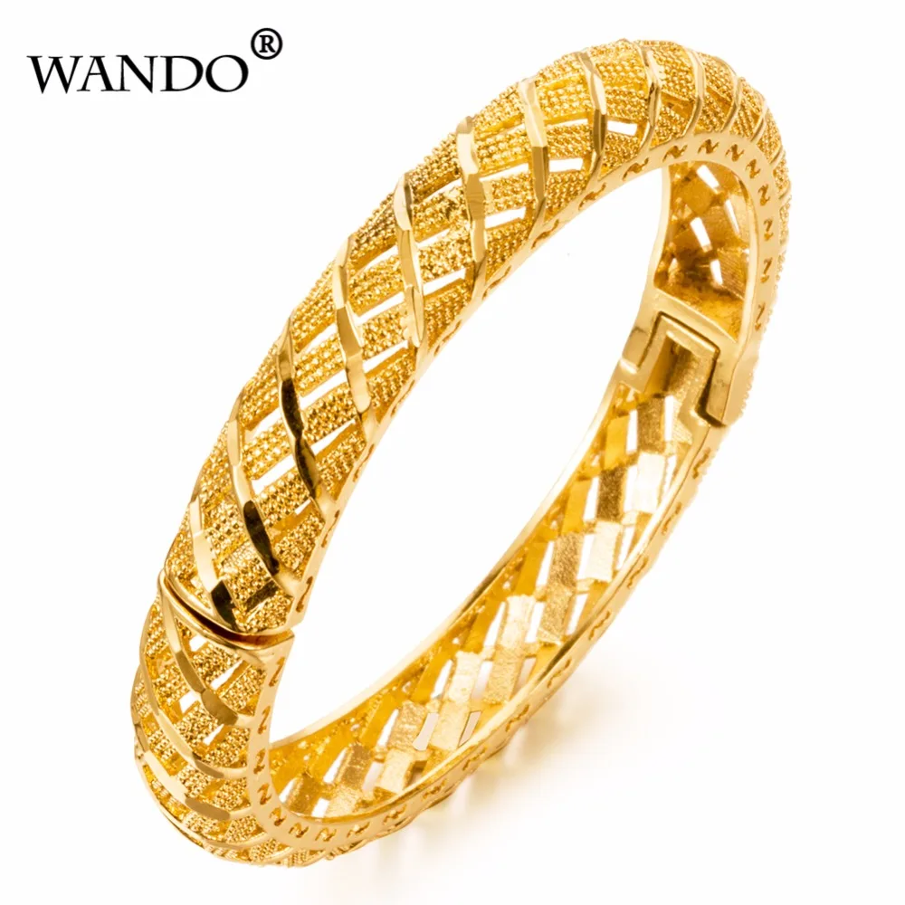 WANDO 1pcs Dubai Gold Bangles For Women 1 cm wide Color Bangles&ampBracelets Ethiopian/Arab/Middle East Party Gifts B16 | Украшения и