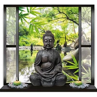 new full square round drill 5d diy diamond painting window buddha 3d embroidery cross stitch mosaic home decor gift