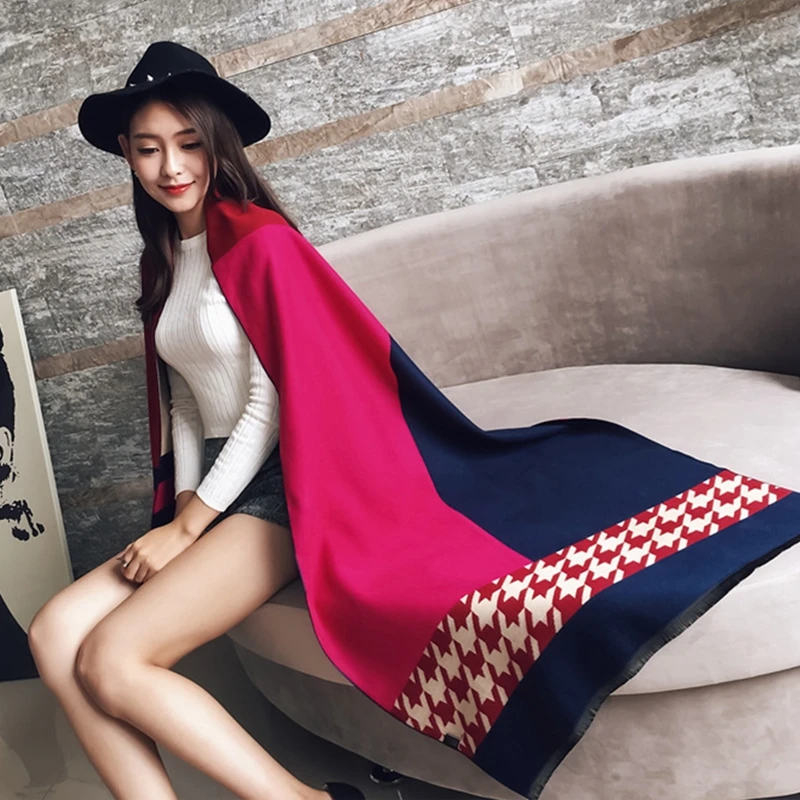 Yilia 340g Thicken Warm Winter Scarf Women 190*65 Long Scarves Imitation Cashmere Luxury Brand Shawls and Wraps Foulard | Аксессуары для