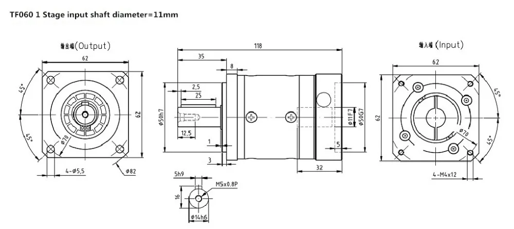 60 двойной скобы Spur gear планетарный редуктор коробка передач 8 arcmin 3:1 до 10:1 для 200 Вт AC Серводвигатель входной вал 11 мм