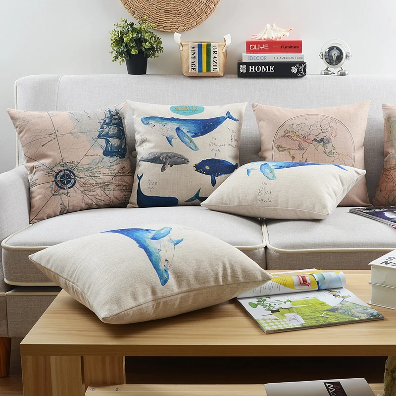 Средиземноморский мультфильм Рыба Карту одна сторона печать Домашний Декор