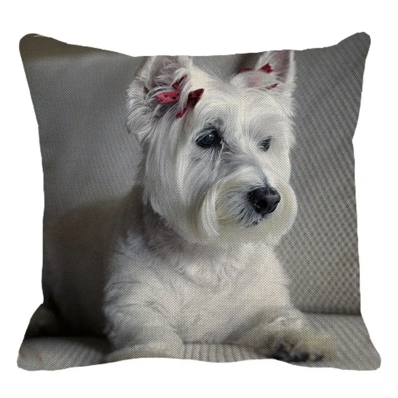 XUNYU милый чехол для фотографий West Highland White Terrier льняная Подушка Чехол Детская софа