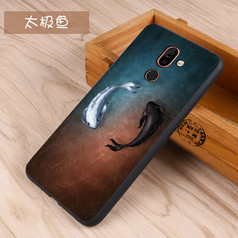 Чехол Nokia 7 plus Оригинальный чехол для сумка кожа волк рыба Череп nokia7plus Fundas 100% BiNFUL |