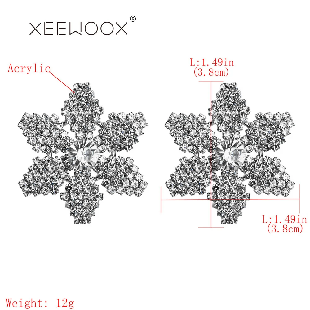 XEEWOOX 2019 новые женские хрустальные снежные хлопья Эффектные серьги-гвоздики для