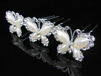 120 pcs wedding bridal prom butterfly pearl crystal hair pins hair accessory hair clip free shipping