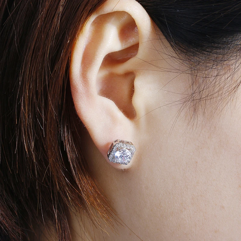 Женские серьги гвоздики из серебра 100% пробы с квадратным Цирконом|earrings fashion|earrings