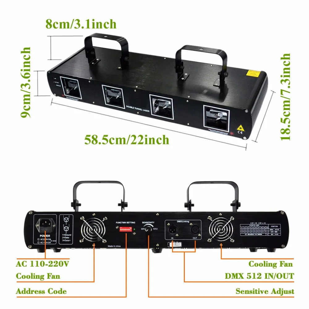 SHINP 4 объектива 7CH DMX RGBP Laser DPSS Beam освещение сканера PRO Рождественский диджейский