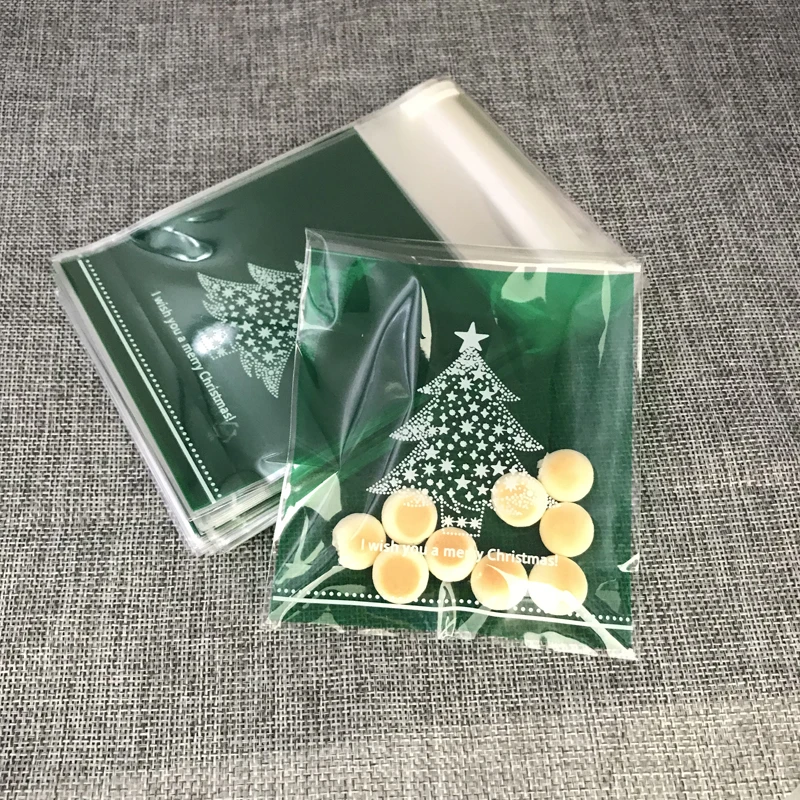 Пластиковые пакеты ОПП 10x10 + 3 см милые украшения для выпечки рождественские