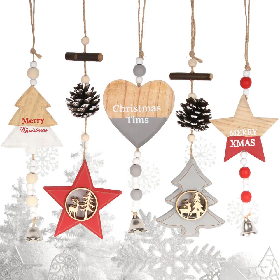 1 шт. креативные рождественские колокольчики деревянные подвесные украшения для