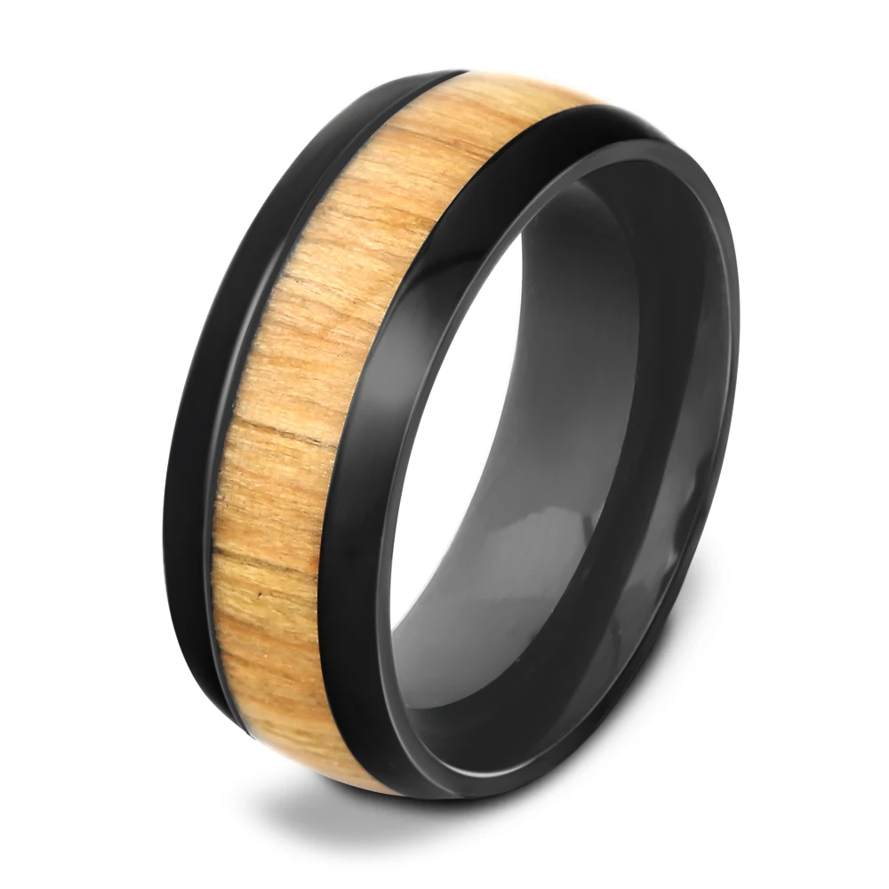 Кольцо из нержавеющей стали с инкрустацией красного дерева|stainless steel ring|wedding ringsring