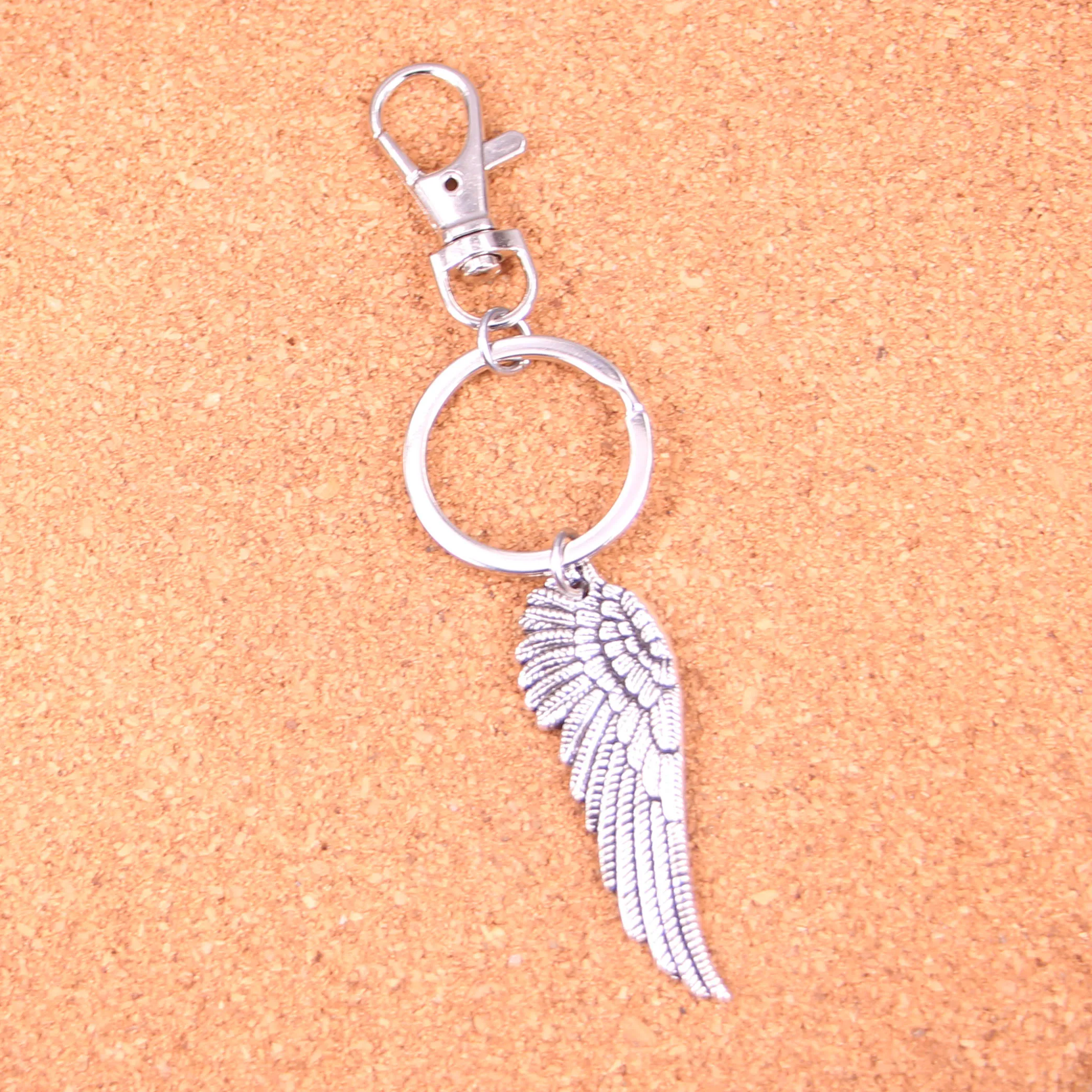 Большие ангельские крылья брелок серебряная шарнирная застежка-Омар зажимы