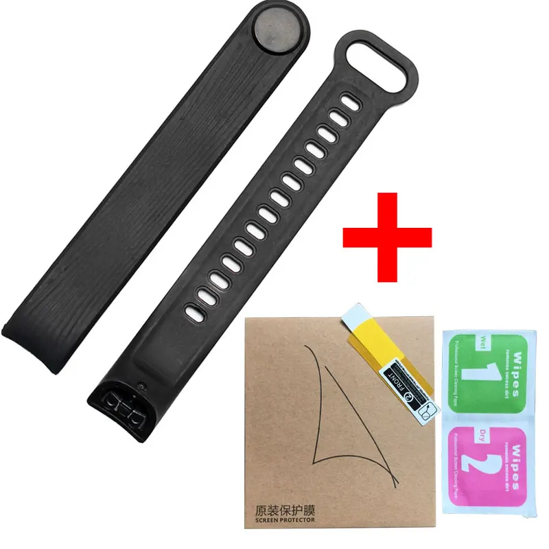 black Для huawei Honor Band 3 умный Браслет сменный Браслет ремешок+ для huawei Honor 3 умный Браслет защита экрана - Цвет: black