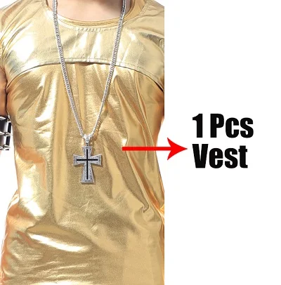 1 Pcs Vest Сценический костюм мужской костюм Go-Go DS Gogo представление шаль Rave одежда для певцы танцовщицы Золотой наряд хип одежда для хип-хопа DNV10477 - Цвет: 1 Pcs Vest