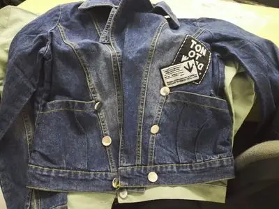 

2017 spring new suit collar personalized fashion patch Appliques pocket denim jacket female long sleeve short jacket wj329