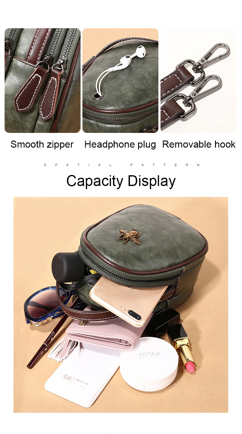 Women Bags Genuine Leather Shoulder Bag Crossbody Famous Brand Tote Handbag Cute Small Fashion Shopping Bag with Bear Pendant