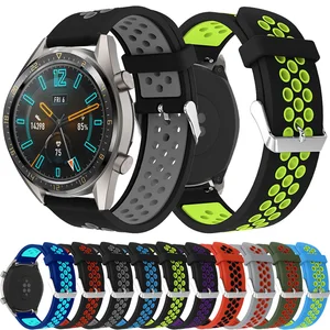 Ремешок силиконовый для HUAWEI WATCH GT GT2, воздухопроницаемый спортивный сменный браслет для Gear S3, 22 мм