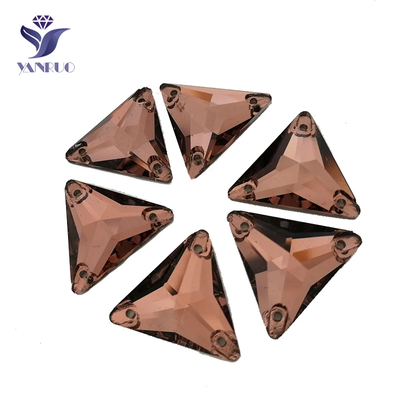 Light Smoked Topaz YANRUO 3270 треугольник 16 мм 22 мм все цвета пришитые камни стеклянные кристаллы стразы лучшее качество камни для одежды - Цвет: Light Smoked Topaz